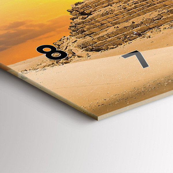 Ceas orizontale de perete din sticlă Piramide și apus