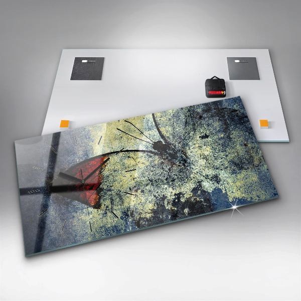 Ceas orizontale de perete din sticlă Stil vintage fluture