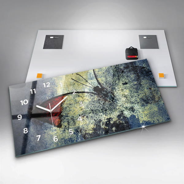 Ceas orizontale de perete din sticlă Stil vintage fluture