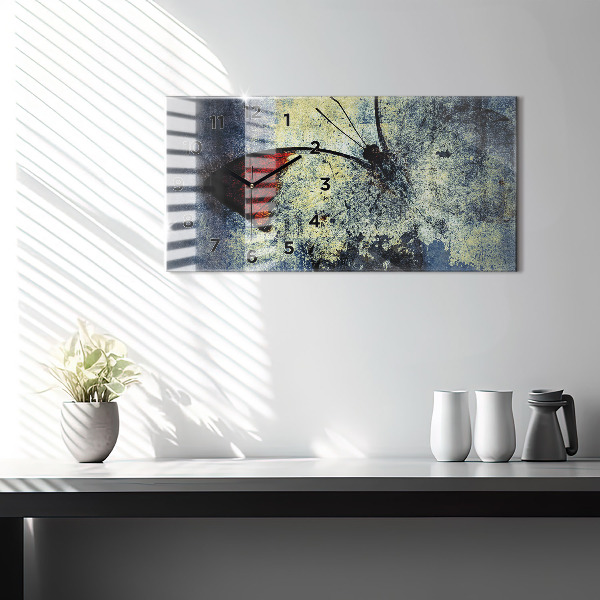 Ceas orizontale de perete din sticlă Stil vintage fluture