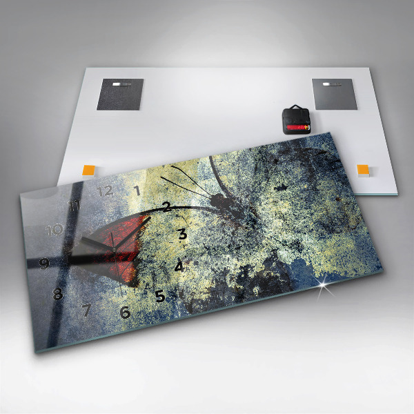 Ceas orizontale de perete din sticlă Stil vintage fluture