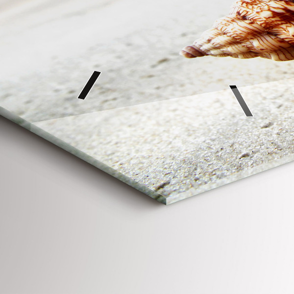 Ceas orizontale de perete din sticlă Scoici pe plajă