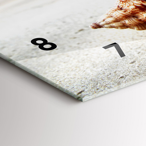 Ceas orizontale de perete din sticlă Scoici pe plajă