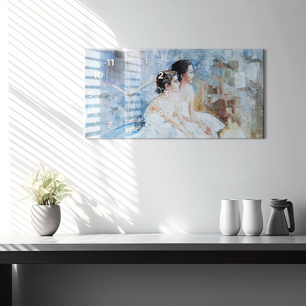 Ceas orizontale de perete din sticlă Tinere balerine