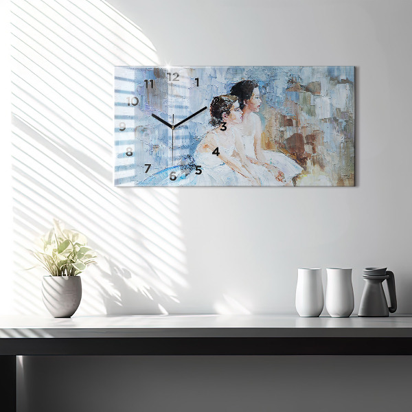 Ceas orizontale de perete din sticlă Tinere balerine