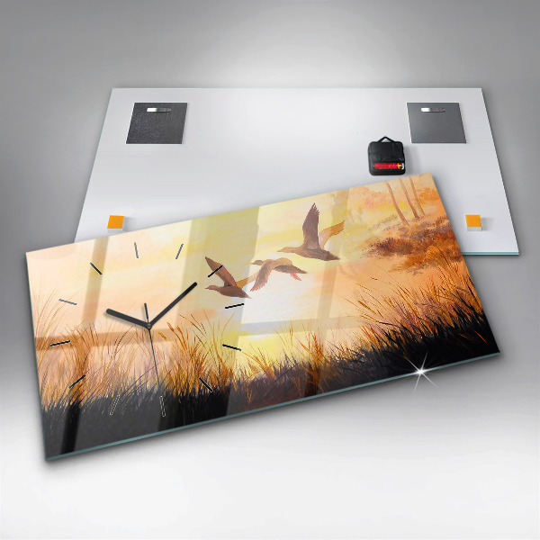 Ceas orizontale de perete din sticlă Macarale la apus