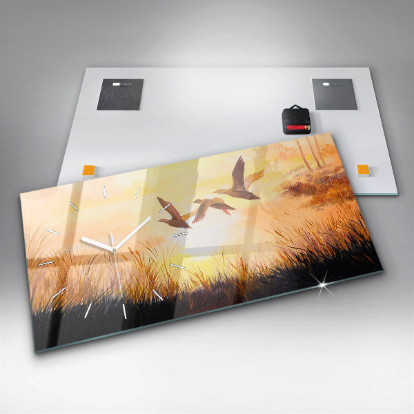 Ceas orizontale de perete din sticlă Macarale la apus