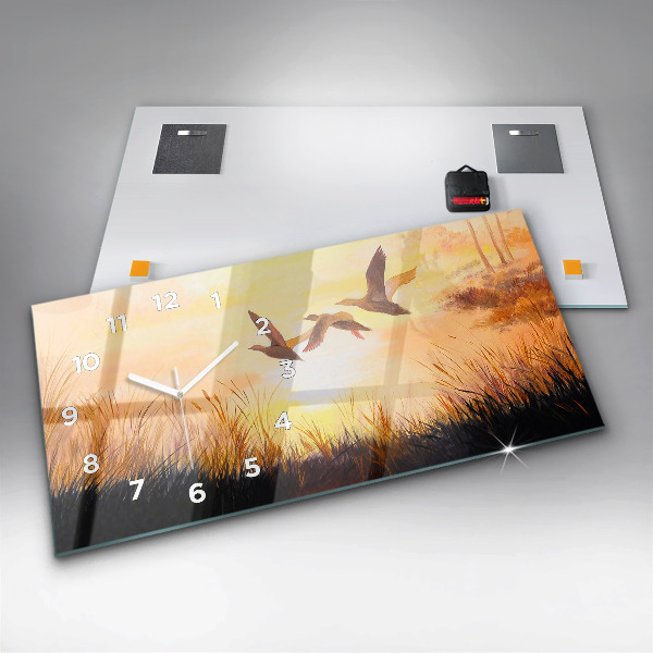 Ceas orizontale de perete din sticlă Macarale la apus