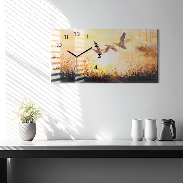 Ceas orizontale de perete din sticlă Macarale la apus