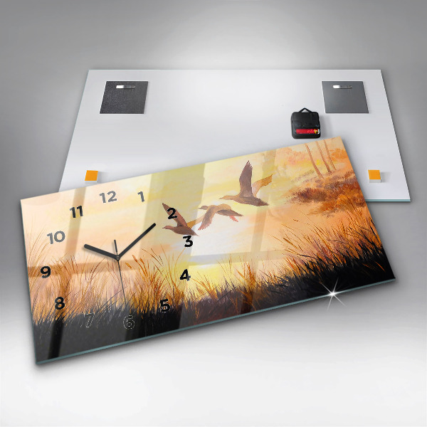 Ceas orizontale de perete din sticlă Macarale la apus