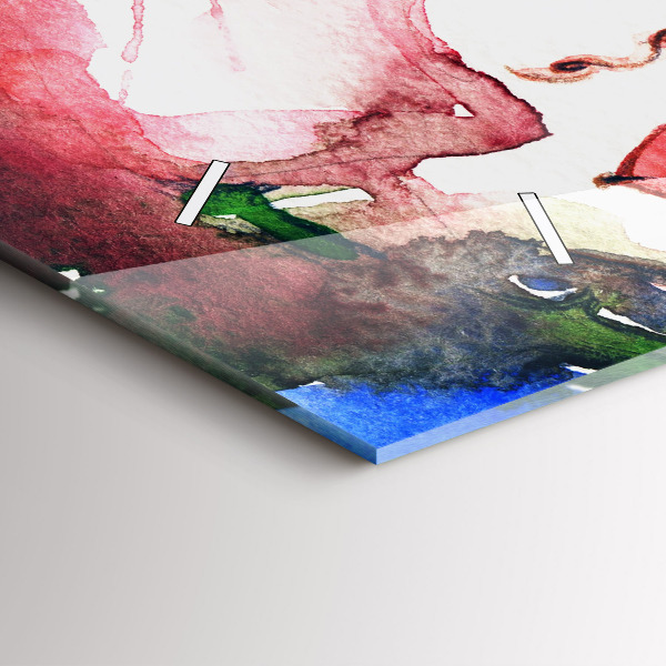 Ceas orizontale de perete din sticlă Portret de femeie colorat