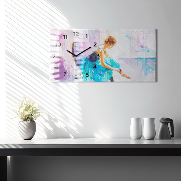 Ceas orizontale de perete din sticlă Pregătirea balerinei