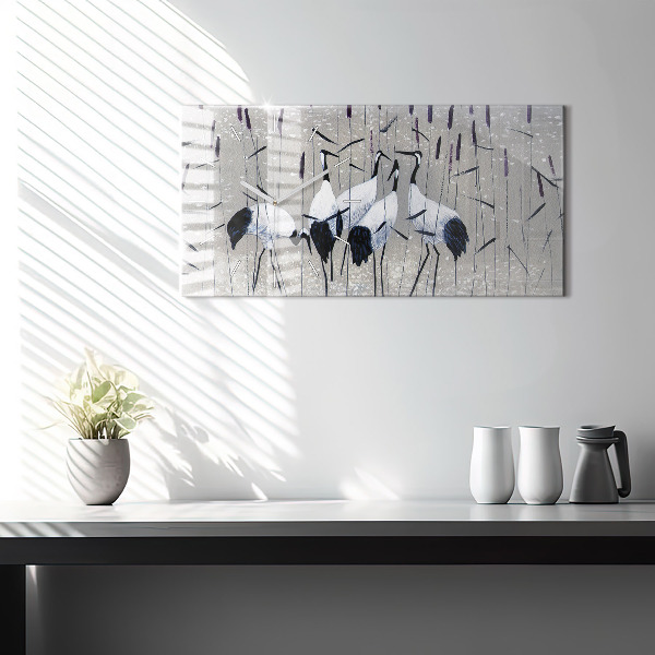 Ceas orizontale de perete din sticlă Macarale în stuf