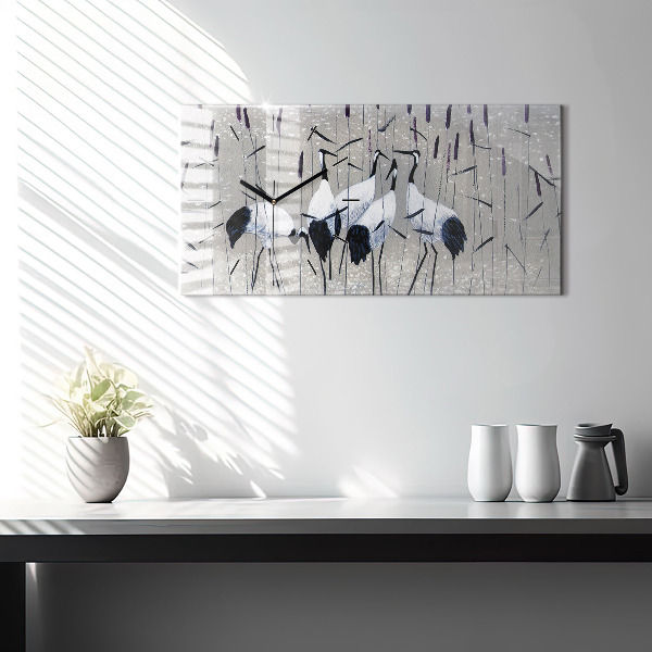 Ceas orizontale de perete din sticlă Macarale în stuf