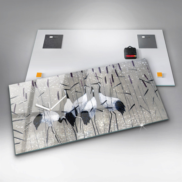 Ceas orizontale de perete din sticlă Macarale în stuf