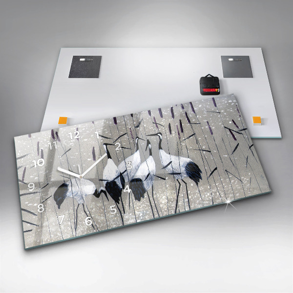 Ceas orizontale de perete din sticlă Macarale în stuf