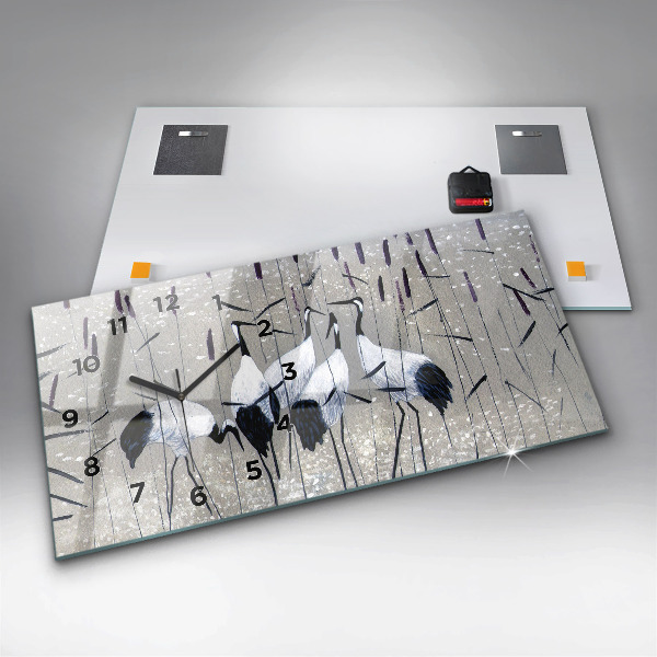 Ceas orizontale de perete din sticlă Macarale în stuf