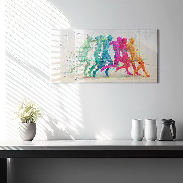 Ceas orizontale de perete din sticlă Oameni colorați