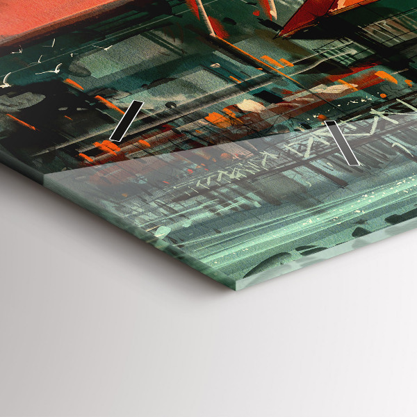 Ceas orizontale de perete din sticlă Sat de pescari