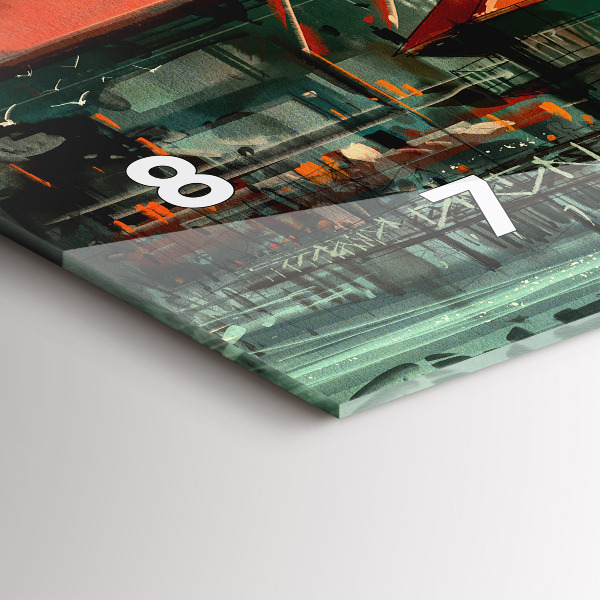 Ceas orizontale de perete din sticlă Sat de pescari