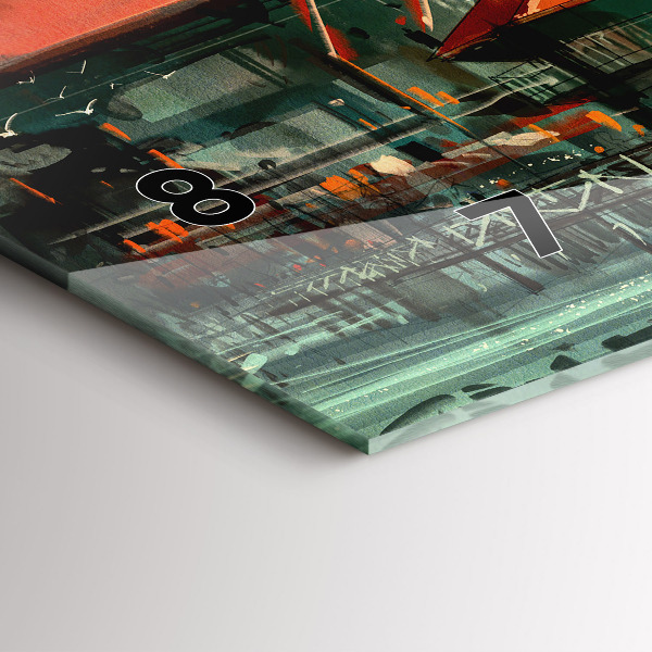 Ceas orizontale de perete din sticlă Sat de pescari