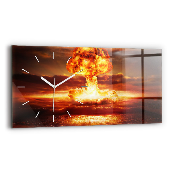 Ceas orizontale de perete din sticlă Explozia unei bombe atomice