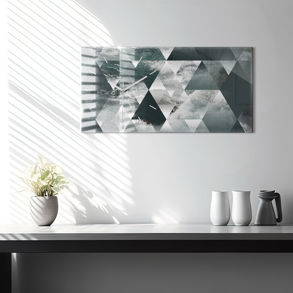 Ceas orizontale de perete din sticlă Valuri abstracte ale mării