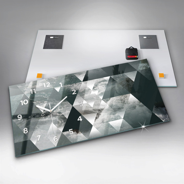 Ceas orizontale de perete din sticlă Valuri abstracte ale mării