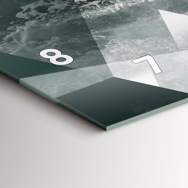 Ceas orizontale de perete din sticlă Valuri abstracte ale mării