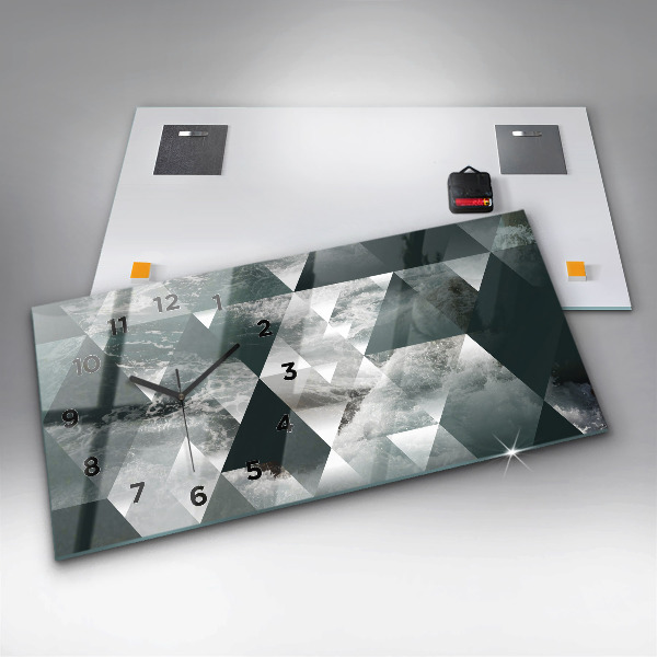 Ceas orizontale de perete din sticlă Valuri abstracte ale mării