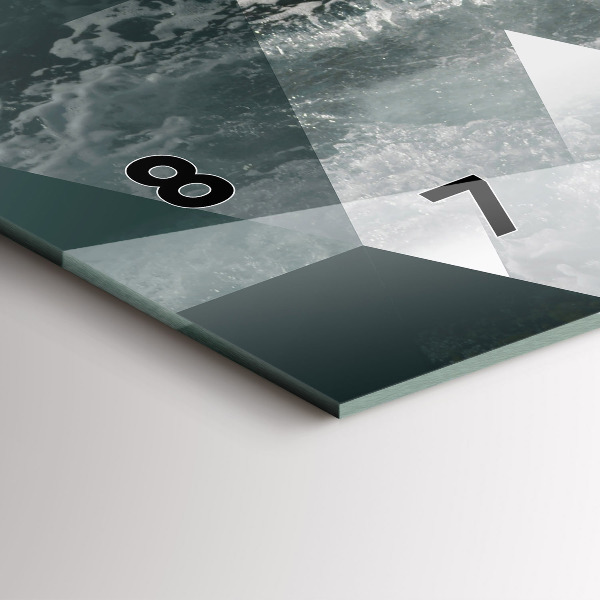 Ceas orizontale de perete din sticlă Valuri abstracte ale mării