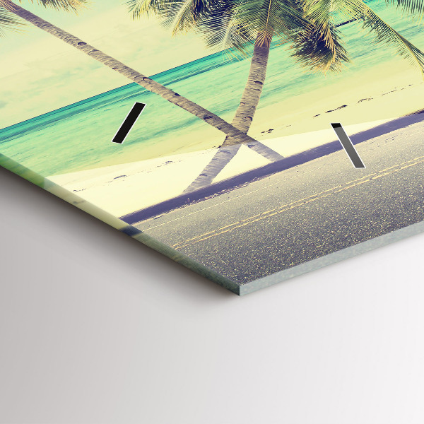 Ceas orizontale de perete din sticlă Mașină cu o placă de surf