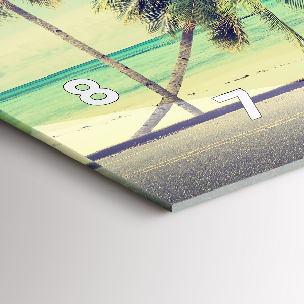 Ceas orizontale de perete din sticlă Mașină cu o placă de surf