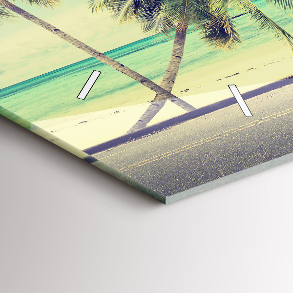 Ceas orizontale de perete din sticlă Mașină cu o placă de surf