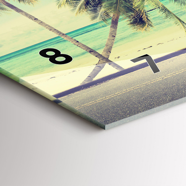 Ceas orizontale de perete din sticlă Mașină cu o placă de surf