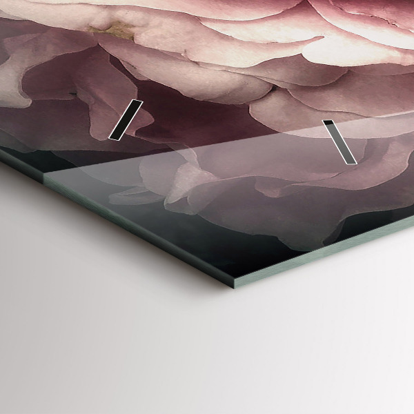 Ceas orizontale de perete din sticlă Buchet de trandafiri roz