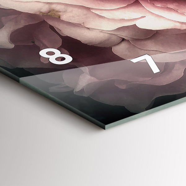 Ceas orizontale de perete din sticlă Buchet de trandafiri roz