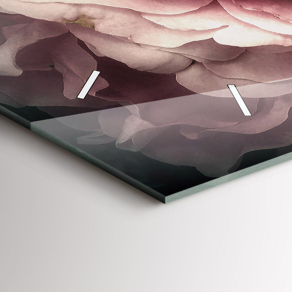 Ceas orizontale de perete din sticlă Buchet de trandafiri roz