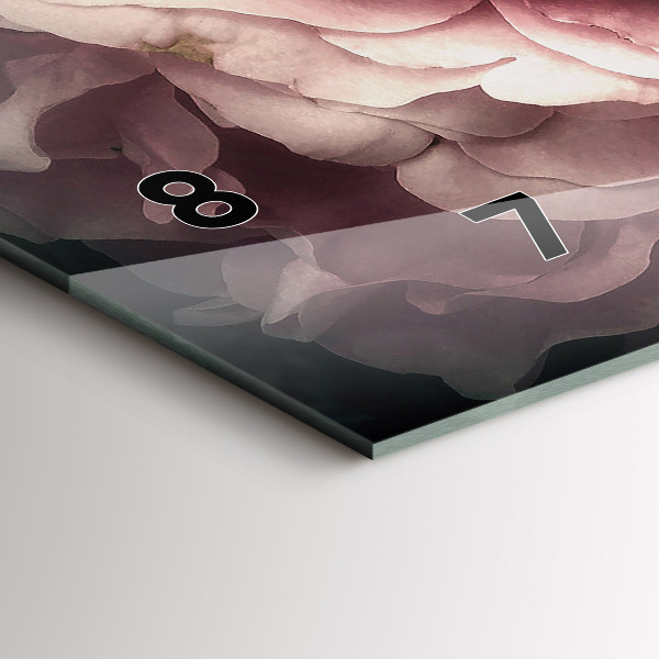 Ceas orizontale de perete din sticlă Buchet de trandafiri roz