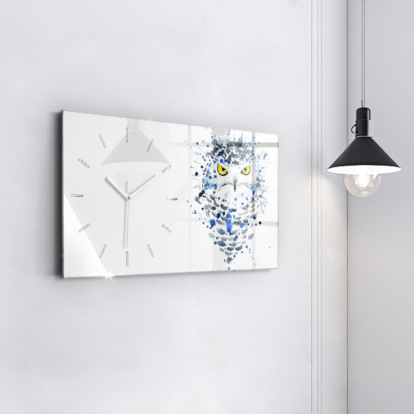 Ceas orizontale de perete din sticlă Aspect de bufniță