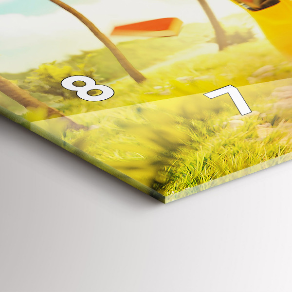 Ceas orizontale de perete din sticlă Mașină cu o placă de surf