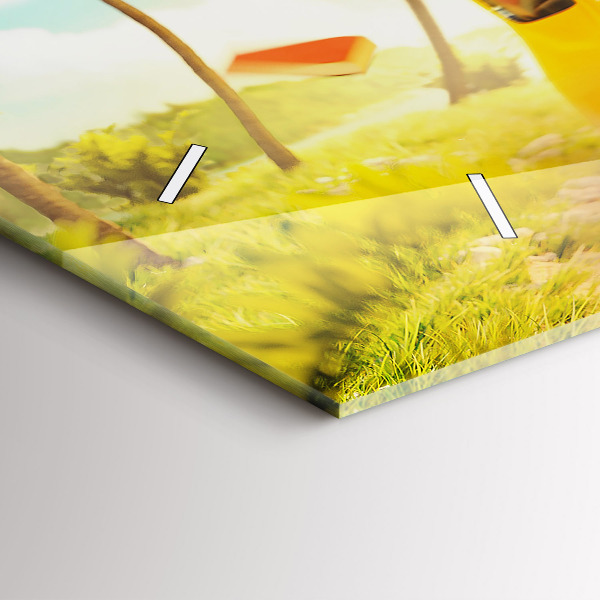 Ceas orizontale de perete din sticlă Mașină cu o placă de surf