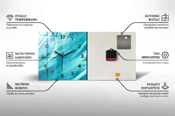 Ceas orizontale de perete din sticlă Trandafiri Într-o Vază Acuarelă