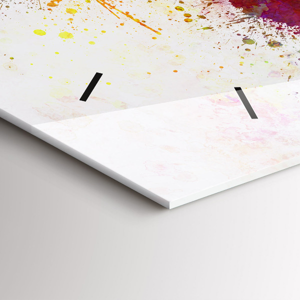 Ceas orizontale de perete din sticlă Harta lumii acuarela