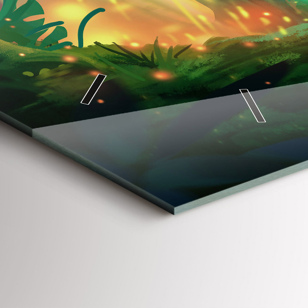 Ceas orizontale de perete din sticlă Copii într-o pădure de basm