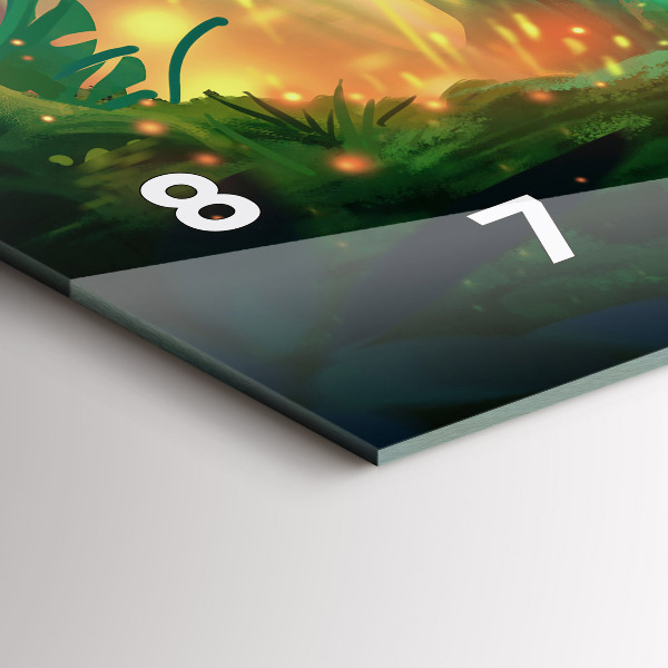 Ceas orizontale de perete din sticlă Copii într-o pădure de basm