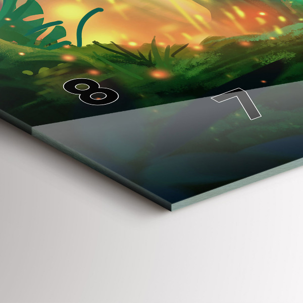 Ceas orizontale de perete din sticlă Copii într-o pădure de basm