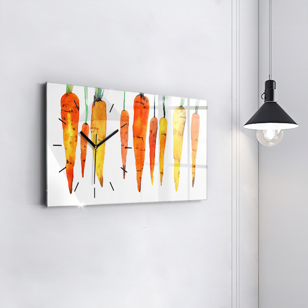 Ceas orizontale de perete din sticlă Ilustrație de morcovi