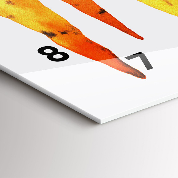 Ceas orizontale de perete din sticlă Ilustrație de morcovi