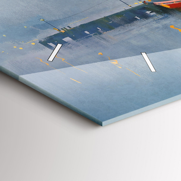 Ceas orizontale de perete din sticlă Barcă de pescuit în port